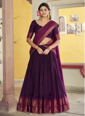 Cotton Silk Woven Work Designer Lehenga Choli in Purple