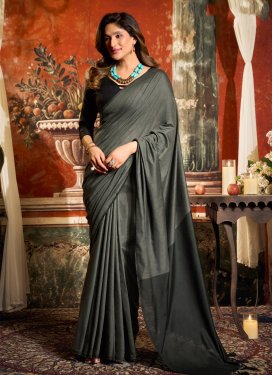 Cotton Woven Work Trendy Saree in Black and Grey
