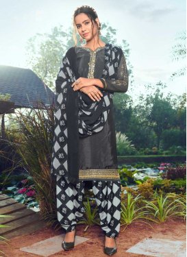 Crepe Silk Designer Semi Patiala Salwar Suit
