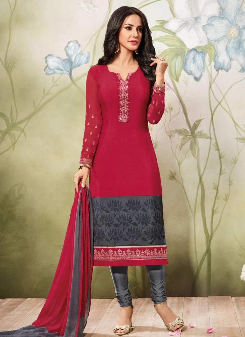Shop Crepe Silk Pakistani Straight Salwar Suit Online In New York