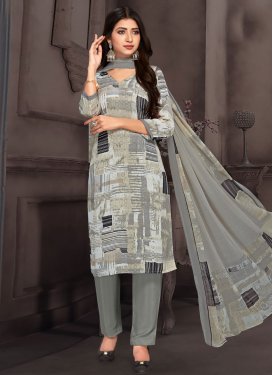 Crepe Silk Pant Style Straight Salwar Kameez For Casual