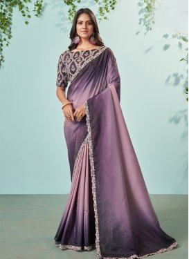 Crepe Silk Pink and Purple Designer Traditional Saree