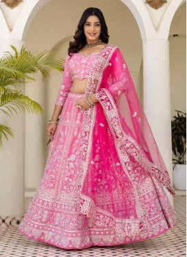 Crepe Silk Trendy Lehenga Choli with Embroidered Work for Festival in Pink