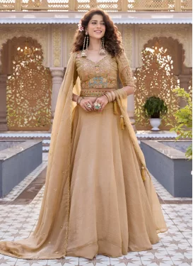 Crush Designer Lehenga Choli with Cutdana Work in Beige