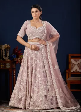 Cutdana Work Georgette Designer Lehenga Choli in Pink for Women