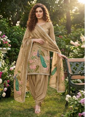 Cutdana Work Punjabi Salwar Suit For Ceremonial in Beige