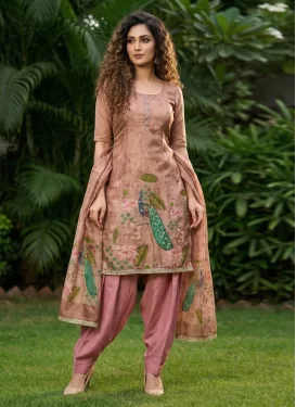 Cutdana Work Punjabi Salwar Suit For Ceremonial in Salmon