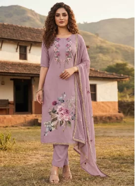 Cutdana Work Straight Suit For Ceremonial in Mauve