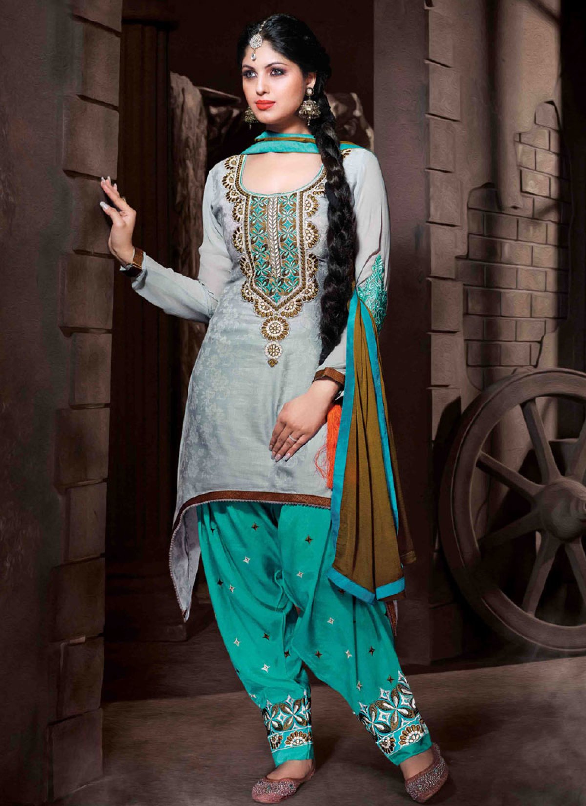 Gray colour punjabi suit best sale