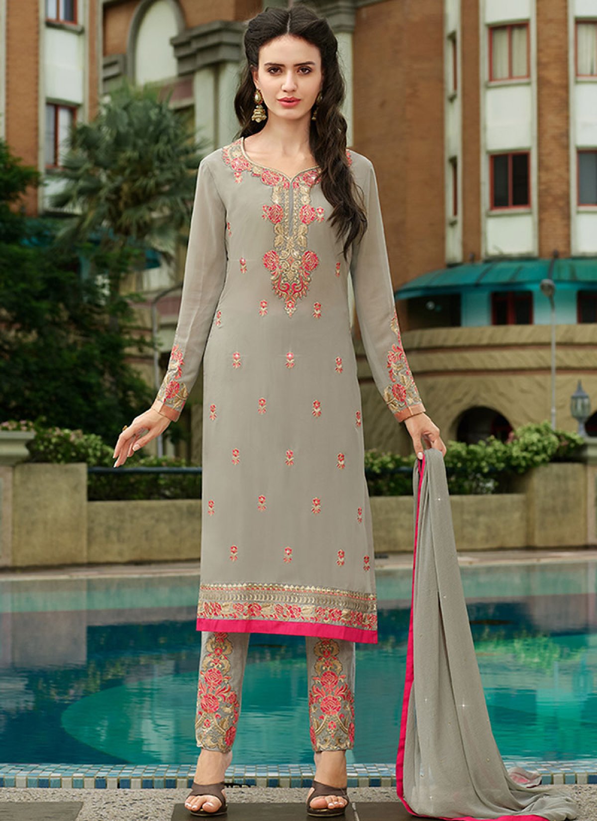 karachi dress design Embroidered Karachi Style Semi Lawn Suit @ 34% OFF Rs 2059.00 Only FREE Shipping + Extra Discount