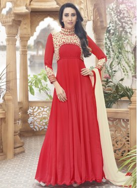 Dashing Red Color Karisma Kapoor Party Wear Salwar Suit