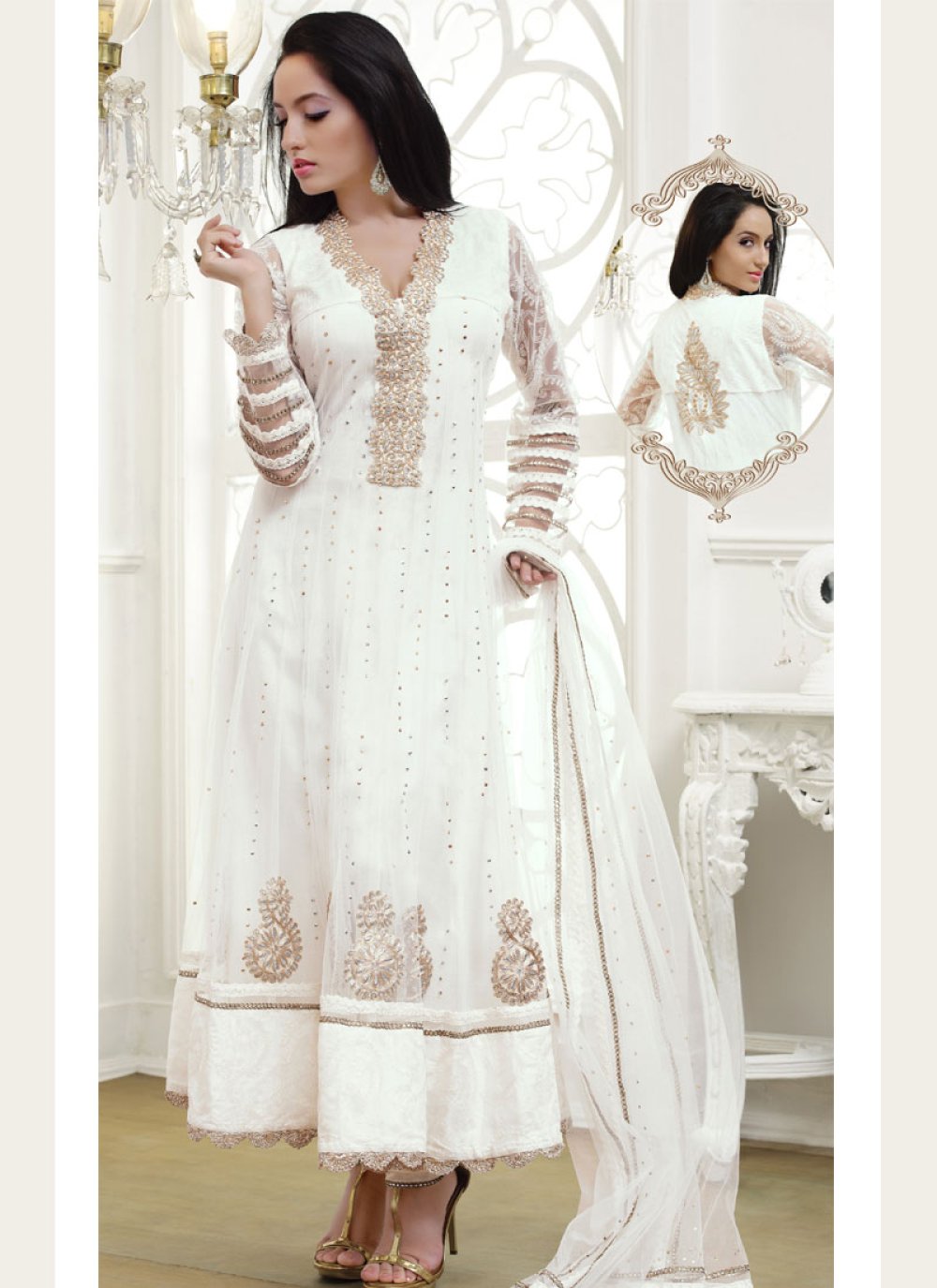 Elegant White Designer Pant Style Party Wear Heavy Salwar Suit -- Miraamall  - USA UK Canada