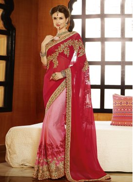 Delightful Red And Pink Color Half N Half Wedding Saree