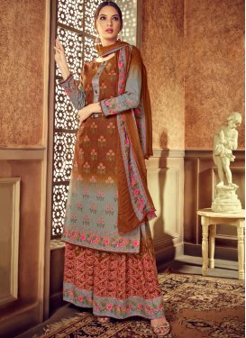 Designer Pakistani Suit Digital Print Cotton in Multi Colour