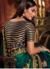 Designer Traditional Saree Embroidered Satin Silk in Green - 1
