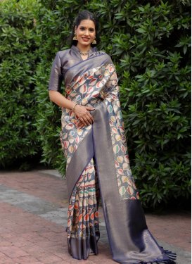 Digital Print Work Banarasi Silk Designer Traditional Saree