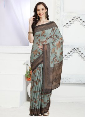 Digital Print Work Chanderi Silk Designer Traditional Saree