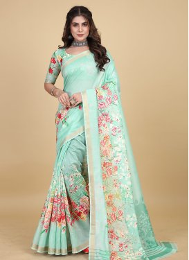 Digital Print Work Chanderi Silk Trendy Classic Saree