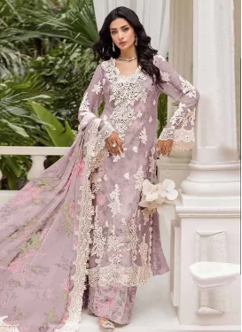 Digital Print Work Chiffon Palazzo Suit in Pink for Women