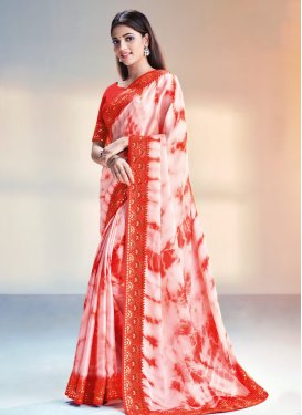 Digital Print Work Satin Silk Contemporary Style Saree