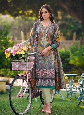 Digital Print Work Cotton Blend Designer Straight Salwar Suit