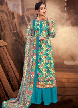 Cotton Palazzo Style Pakistani Salwar Kameez For Ceremonial