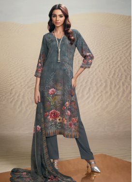 Digital Print Work Crepe Silk Designer Straight Salwar Suit