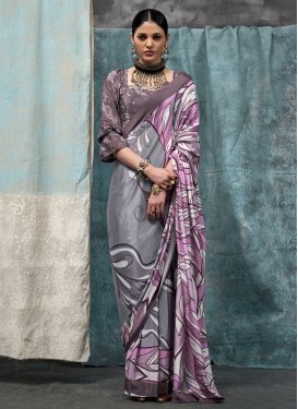 Digital Print Work Crepe Silk Traditional Designer Saree