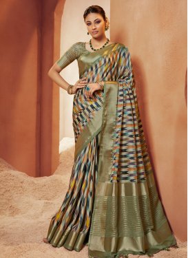 Digital Print Work Designer Contemporary Saree