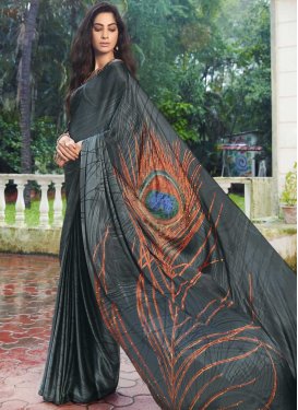 Digital Print Work Designer Contemporary Style Saree