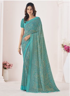 Digital Print Work Faux Georgette Designer Traditional Saree For Casual
