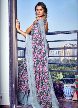 Digital Print Work Georgette Trendy Classic Saree For Casual