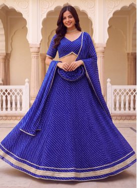 Digital Print Work Georgette Trendy Lehenga Choli in Blue for Women