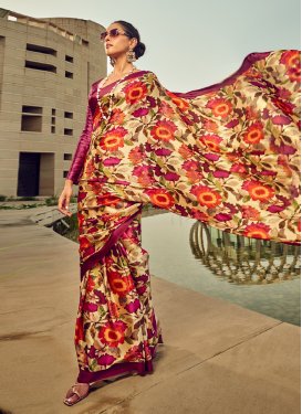 Digital Print Work Handloom Silk Traditional Designer Saree