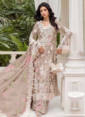 Digital Print Work Palazzo Suit For Ceremonial in Beige