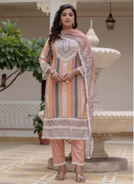 Digital Print Work Rayon Readymade Salwar Suit in Multi Colour for Women