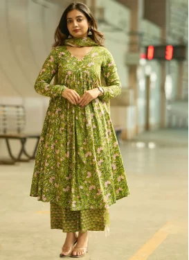 Digital Print Work Readymade Salwar Suit For Casual in Mint Green