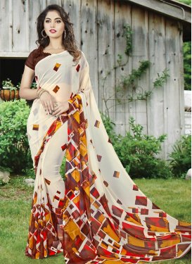 Digital Print Work Traditional Saree For Casual