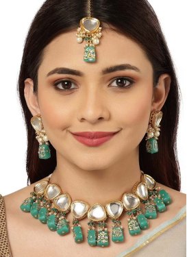 Dignified Brass Moti Work Necklace Set
