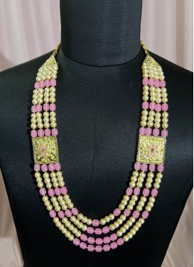 Dignified Cream and Pink Alloy Necklace