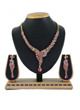 Dignified Hot Pink and White Alloy Necklace Set