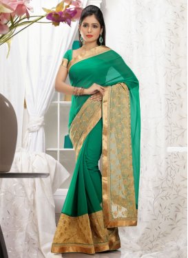 Dignified Multi And Patch Work Chiffon Party Wear Saree