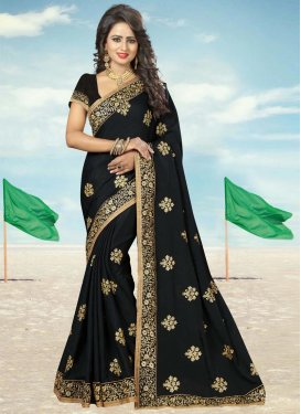 Distinctively Chiffon Satin Booti Work Trendy Saree