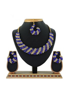 Divine Alloy Gold Rodium Polish Necklace Set For Party