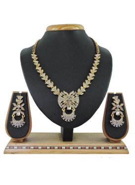 Divine Beads Work Gold and White Gold Rodium Polish Necklace Set