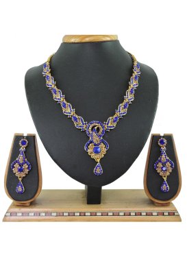 Divine Blue and Gold Alloy Necklace Set