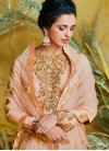 Divine Poly Silk Embroidered Peach Floor Length Anarkali Suit - 1