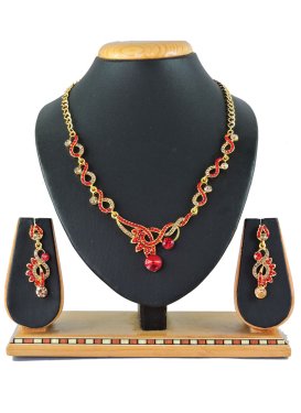 Divine Stone Work Gold and Red Alloy Necklace Set