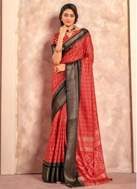 Dola Silk Black and Red Designer Traditional Saree