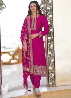 Dola Silk Embroidered Work Pant Style Pakistani Salwar Suit